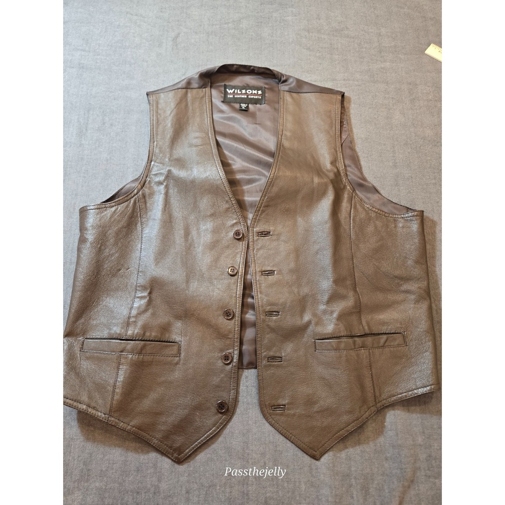 Wilson Vest Mens Extra Large Black Supple Leather Button Motorcycle Rider Biker